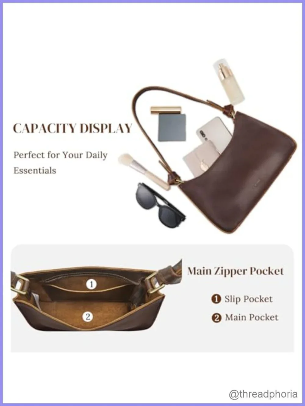 Genuine Leather Hobo Bag Women Small Shoulder Purse Handbag Full Grain